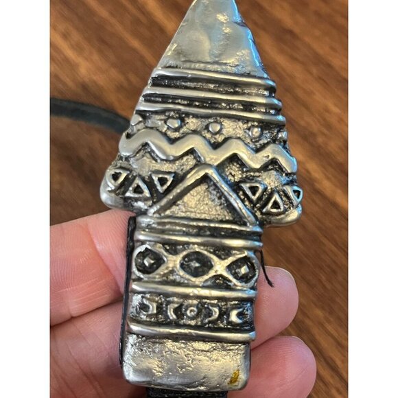 Western Metal Arrow Belt Black Leather Hippie Boho Indie Folk Country Farm 80s - Picture 8 of 11